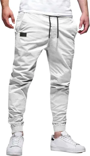Men's Chino Cargo Pants Hiking Twill Drawstring Pant Solid Color Jogging Sweatpants Slim Fit Simple Fitness Sweatpant