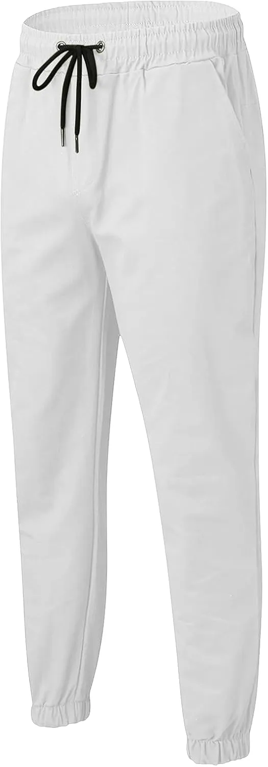 Men's Chino Cargo Pants Hiking Twill Drawstring Pant Solid Color Jogging Sweatpants Slim Fit Simple Fitness Sweatpant