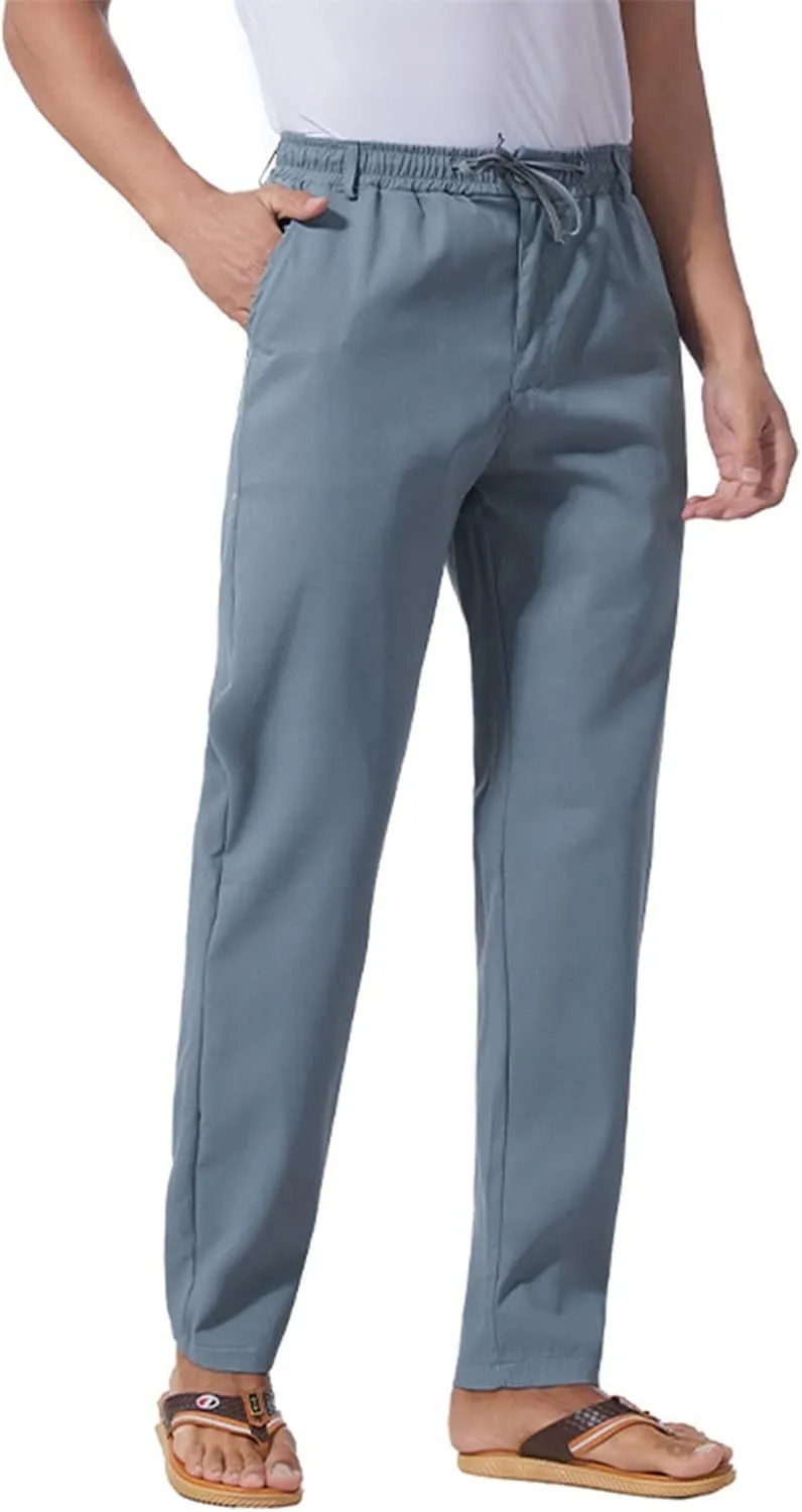 Men's Chino Pants Casual Stretch Waist Tapered Trousers Slim Fit Dress Pants Casual Stretch Twill Pant with Pockets