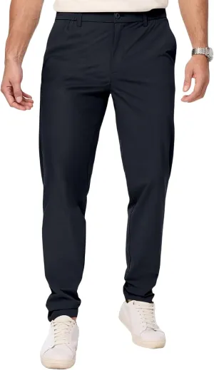 Mens Chino Pants Lightweight Quick Dry Golf Pants Stretch Slim Fit Business Casual Work Dress Slacks Zipper Pocket