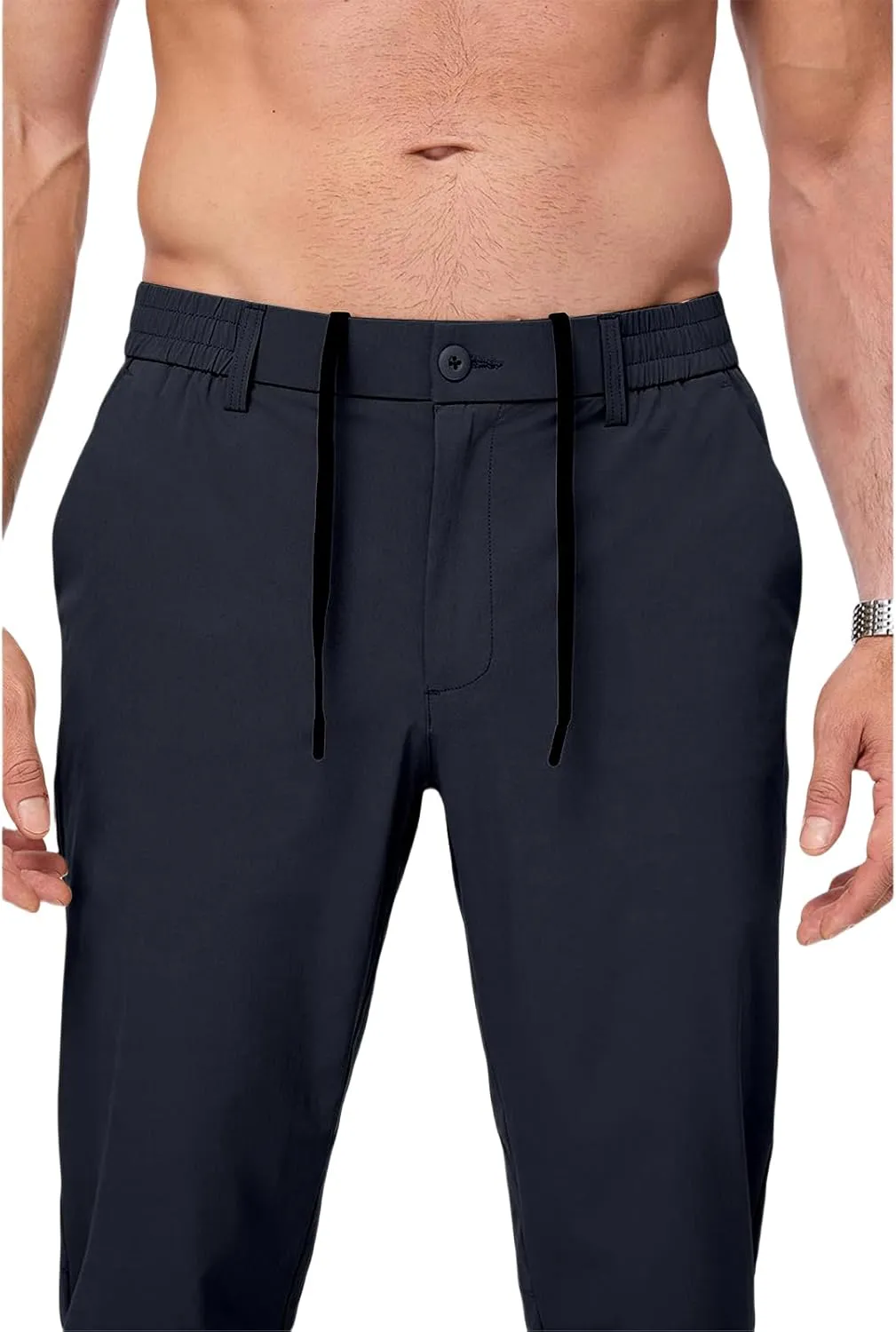 Mens Chino Pants Lightweight Quick Dry Golf Pants Stretch Slim Fit Business Casual Work Dress Slacks Zipper Pocket