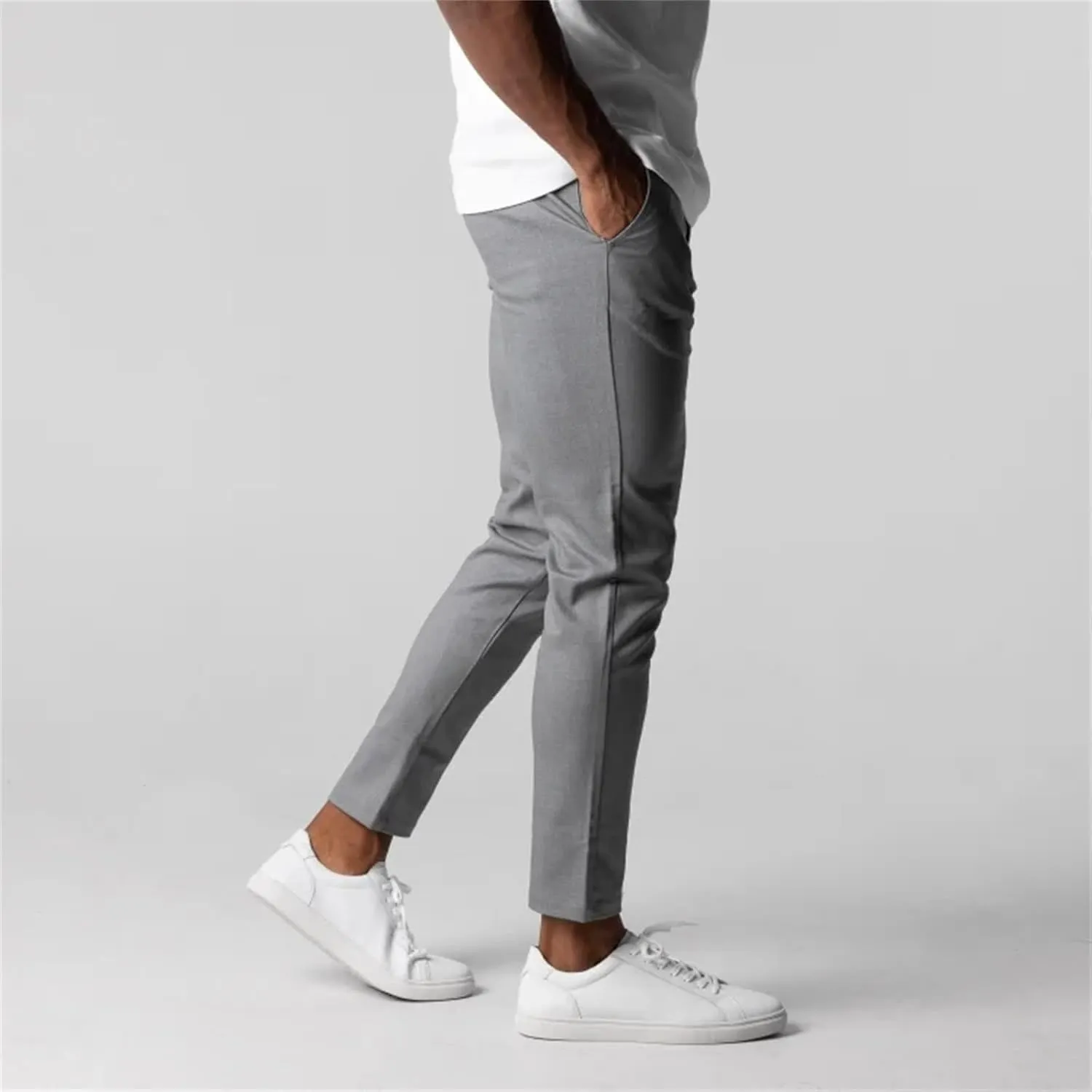 Mens Flat Front Dress Pant Fashion Slim Fit Stretch Tapered Golf Pant Casual Skinny Straight Leg Travel Slacks Chinos
