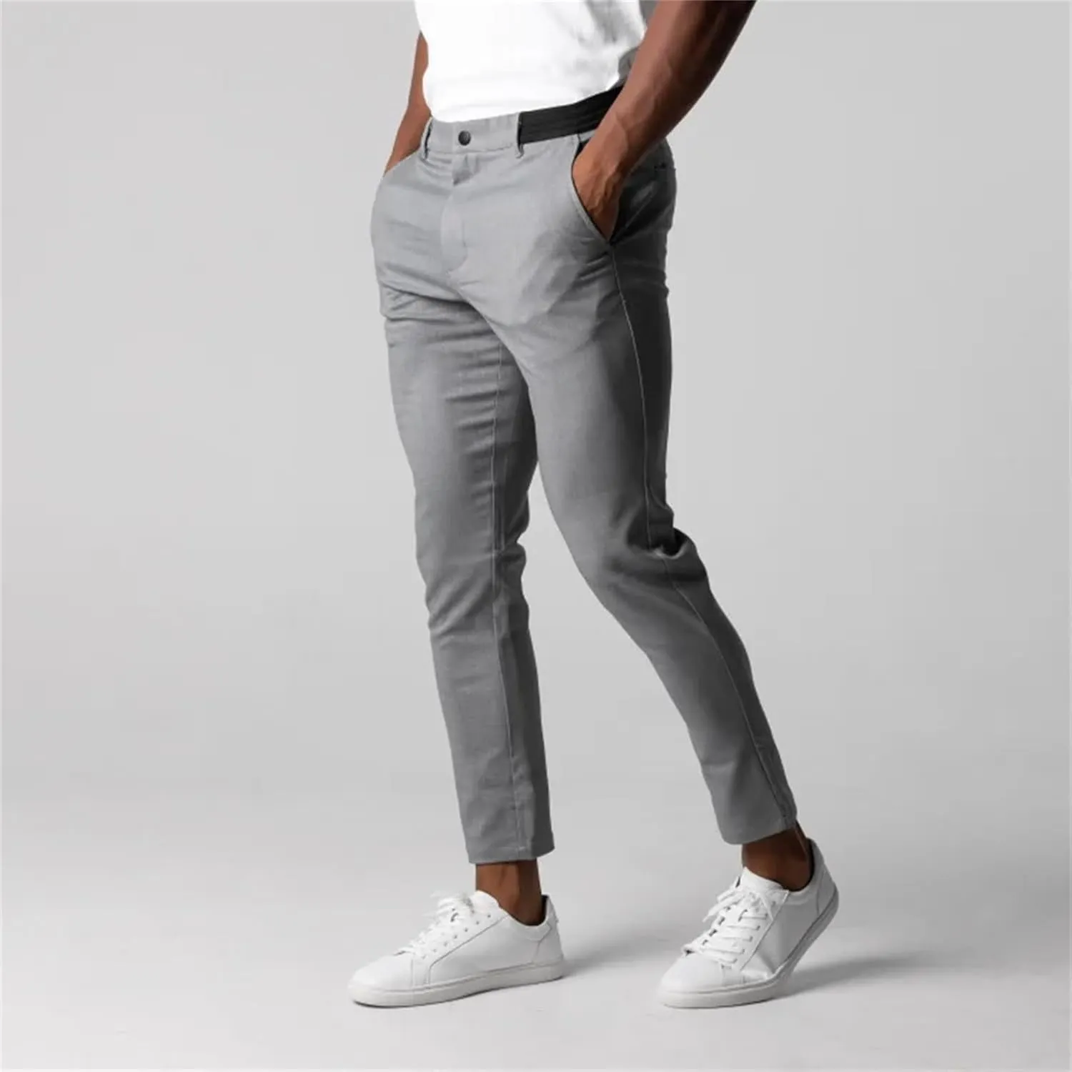 Mens Flat Front Dress Pant Fashion Slim Fit Stretch Tapered Golf Pant Casual Skinny Straight Leg Travel Slacks Chinos