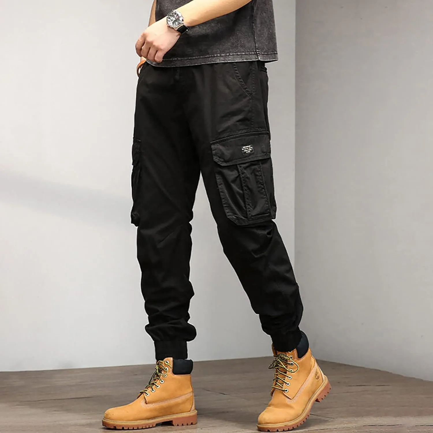 Men's Harem Pants Fashion Tactical Outdoor Active Workout Jogger Pants Drawstring Waist Hiking Work Pants Mens Cargos