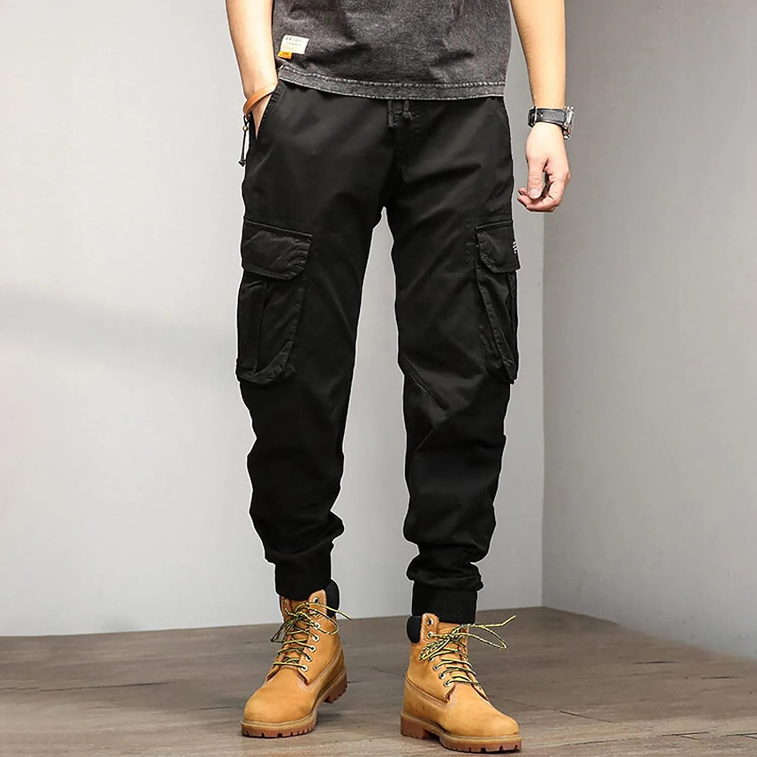 Men's Harem Pants Fashion Tactical Outdoor Active Workout Jogger Pants Drawstring Waist Hiking Work Pants Mens Cargos