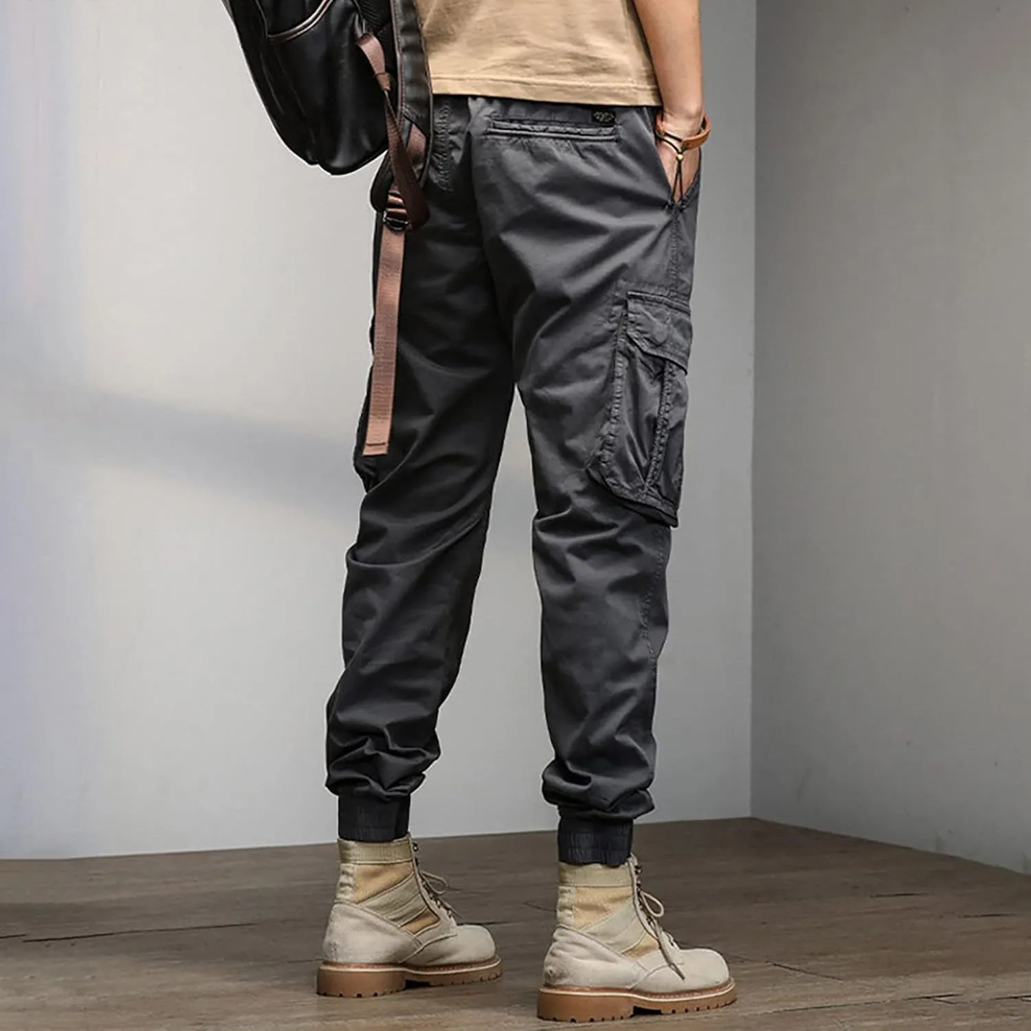 Men's Harem Pants Fashion Tactical Outdoor Active Workout Jogger Pants Drawstring Waist Hiking Work Pants Mens Cargos