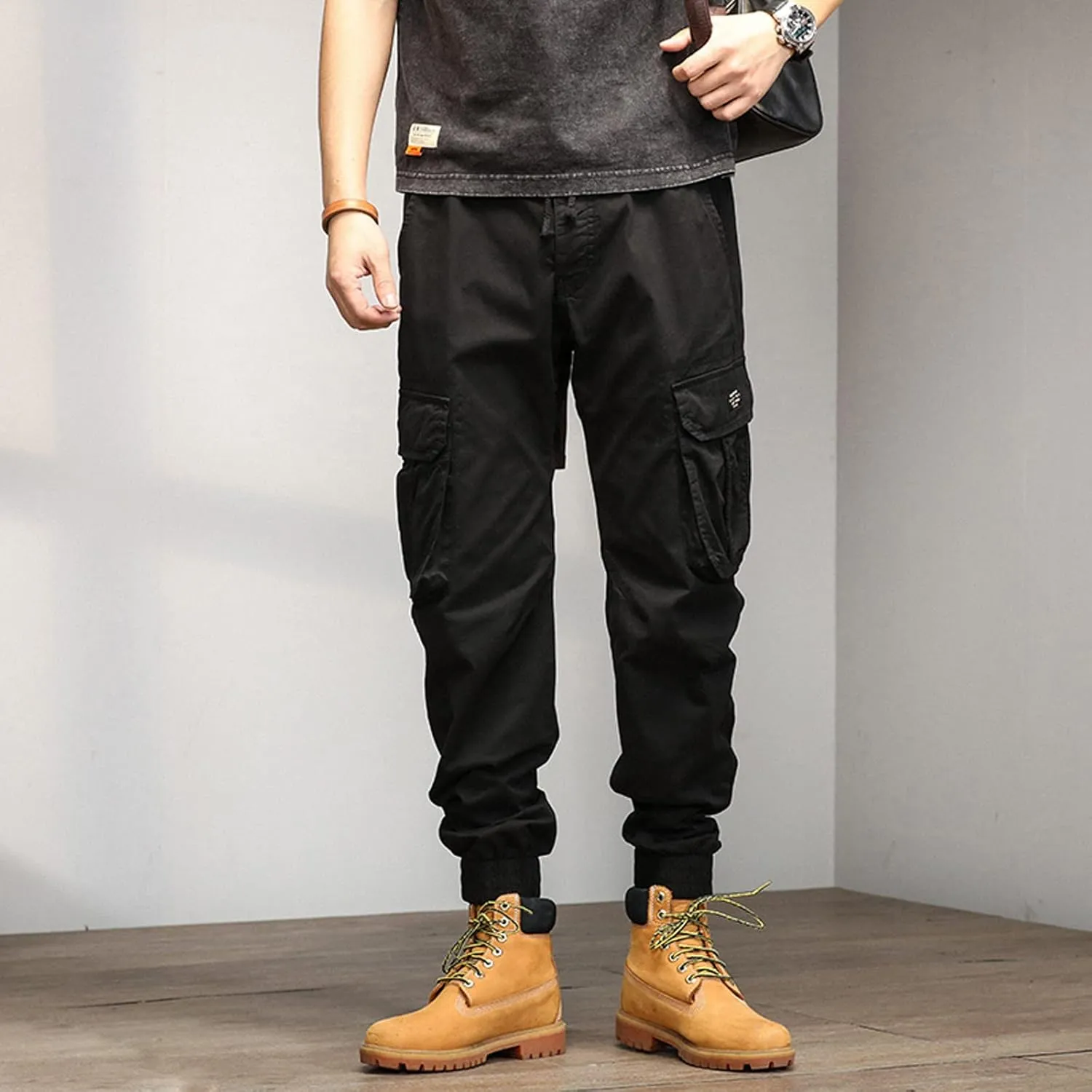 Men's Harem Pants Fashion Tactical Outdoor Active Workout Jogger Pants Drawstring Waist Hiking Work Pants Mens Cargos