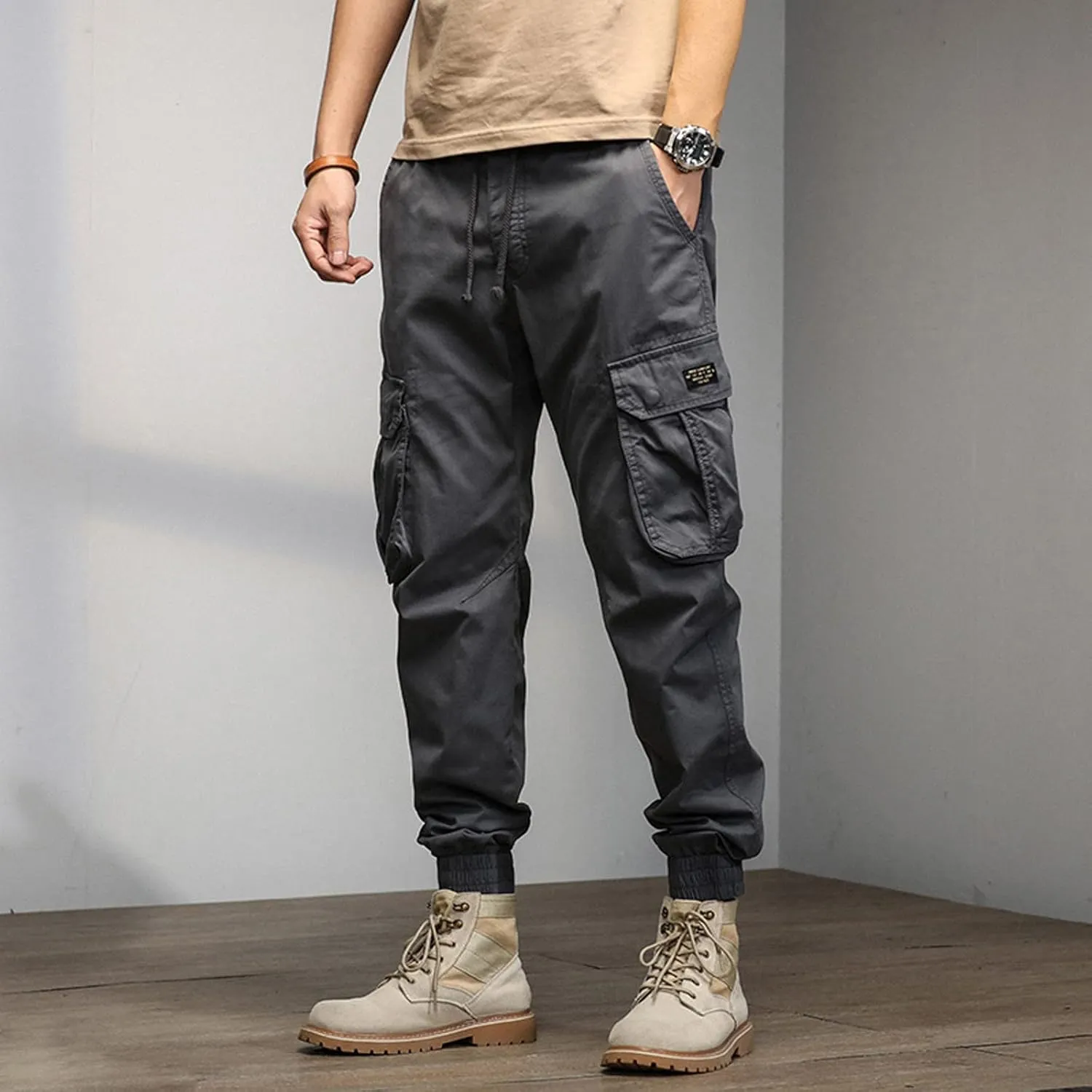 Men's Harem Pants Fashion Tactical Outdoor Active Workout Jogger Pants Drawstring Waist Hiking Work Pants Mens Cargos