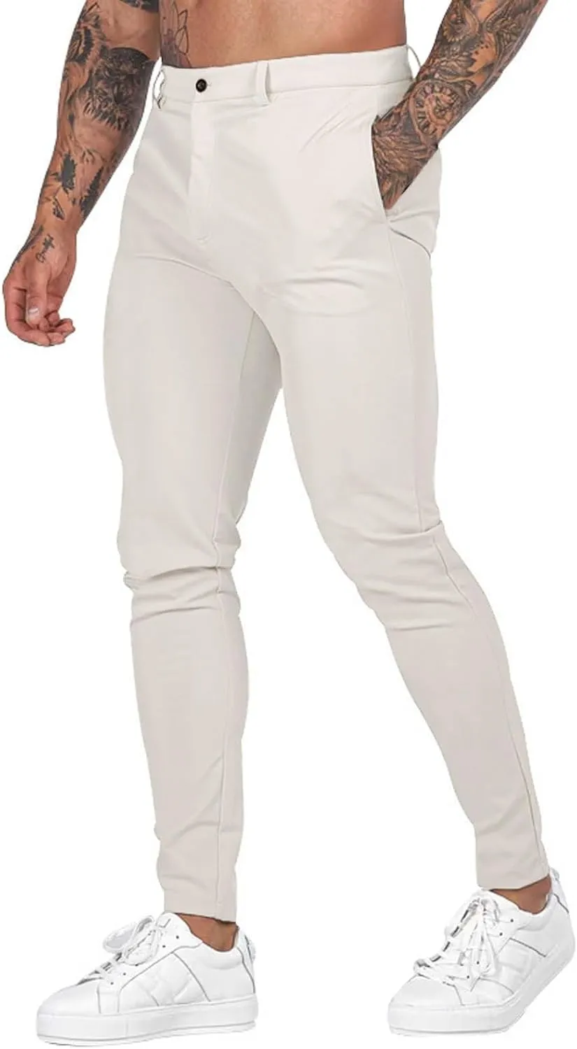 Mens Slim Fit Chino Pants Stretch Lightweight Business Suit Dress Pants Casual Wrinkle Free Quick Dry Work Trousers