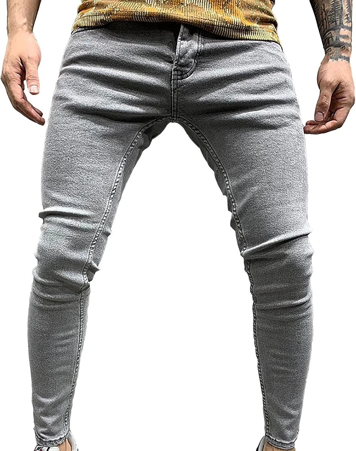 Mens Slim Fit Jeans Stretch Skinny Stretch Jean Fashion Flex Tapered Leg Denim Pants Casual Classic Plain Trousers