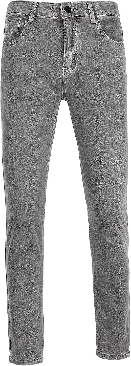 Mens Slim Fit Jeans Stretch Skinny Stretch Jean Fashion Flex Tapered Leg Denim Pants Casual Classic Plain Trousers