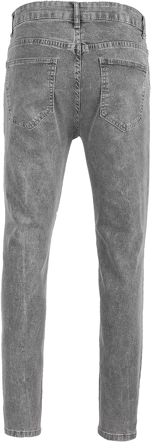 Mens Slim Fit Jeans Stretch Skinny Stretch Jean Fashion Flex Tapered Leg Denim Pants Casual Classic Plain Trousers