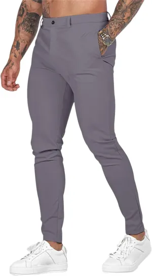 Men's Stretch Dress Pants Slim Fit Suit Pants Fashion Flat Front Slacks Comfy Tapered Casual Pant for Business Travel