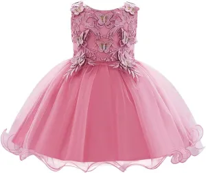 MYRISAM Little/Big Girls Butterflies Tulle Dress Princess Embroidery Birthday Pageant Party Flower Girl Wedding Ball Gowns