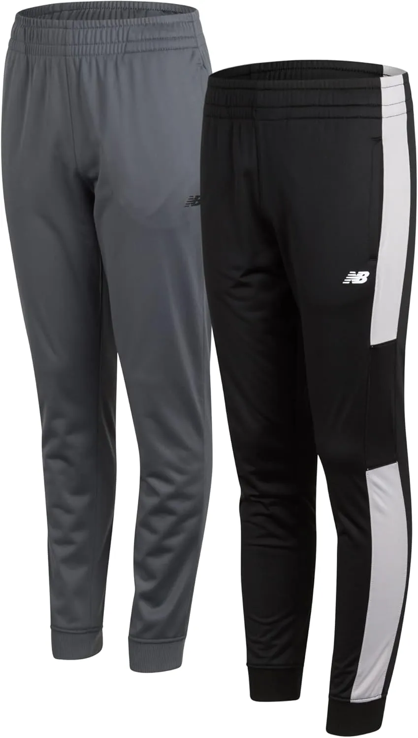 New Balance Boys Sweatpants - 2 Pack Performance Tricot Activewear Boys Joggers Athletic Pants with Zip Pockets (Size: 4-20)