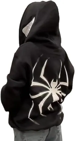 Obenie Y2k Spider Print Hoodies Hip Hop Zipper Long Sleeve Jacket Coats Harajuku Casual Loose Hooded Sweatshirt