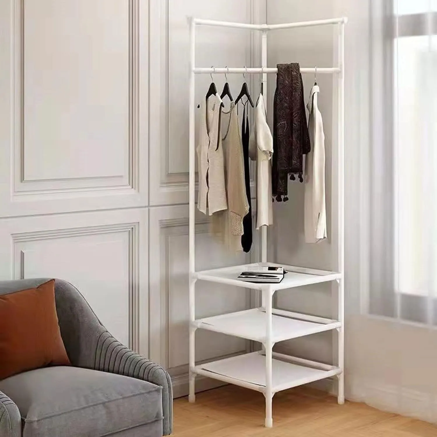 Portable Multi-Functional Corner Clothes Shelf Rack Ra-42