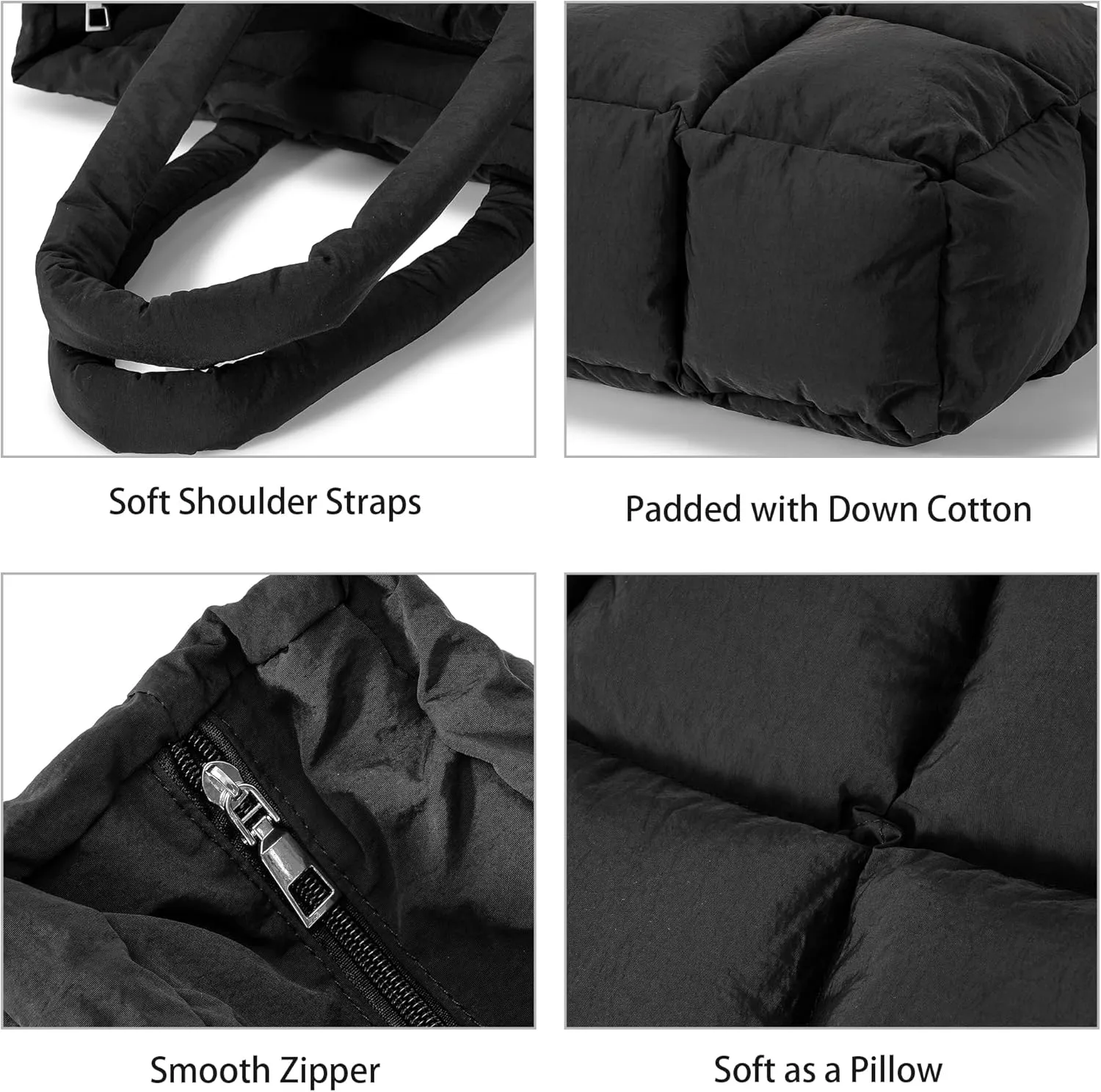 Puffer Tote Bag for Women, Large Quilted Puffy Handbag Lightweight Winter Down Padding Lattice Satchel Purse
