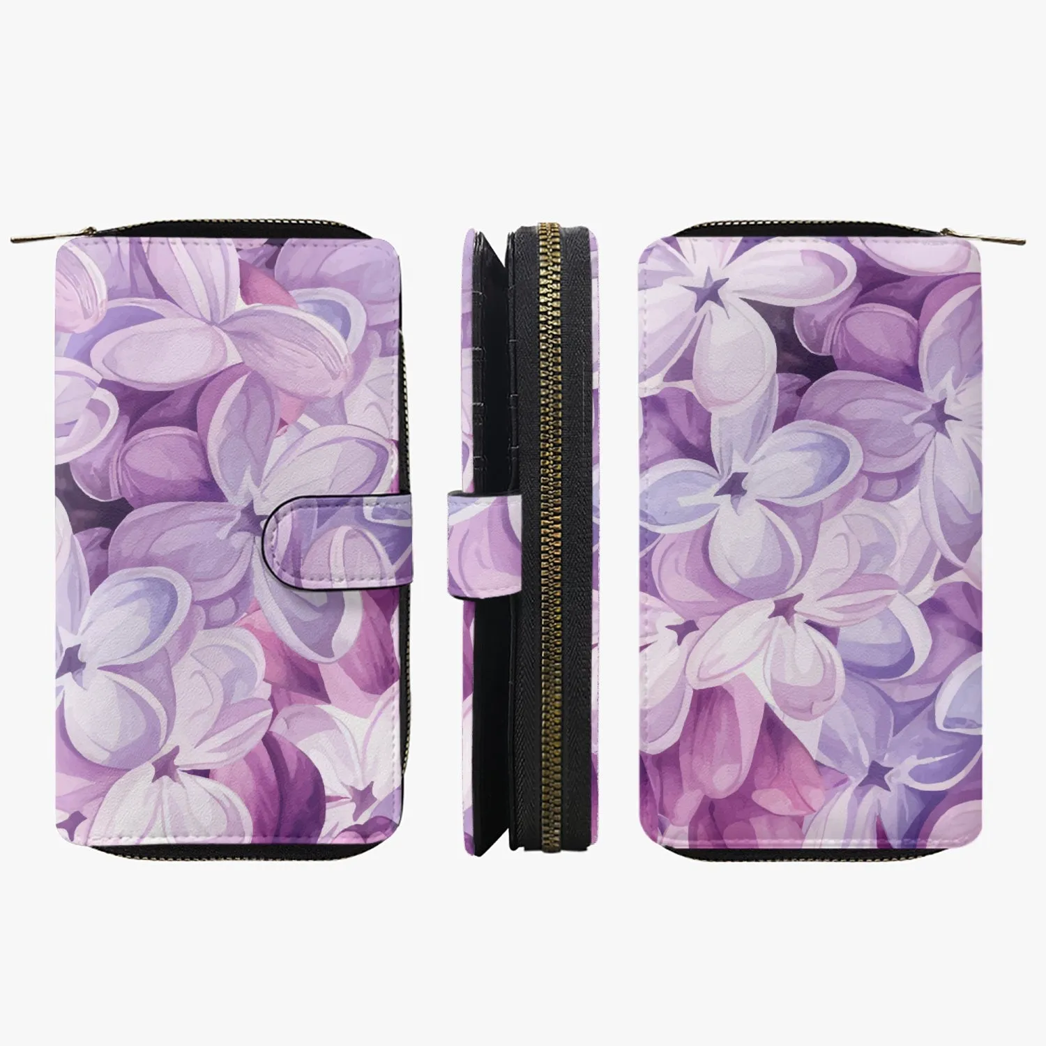 Purple Floral    Long Leather Wallet