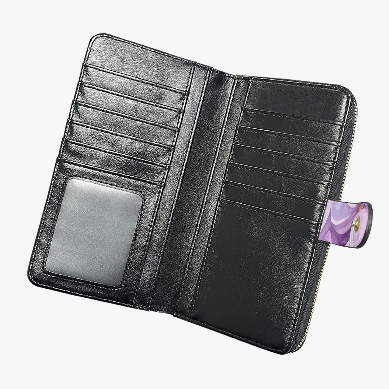 Purple Floral    Long Leather Wallet
