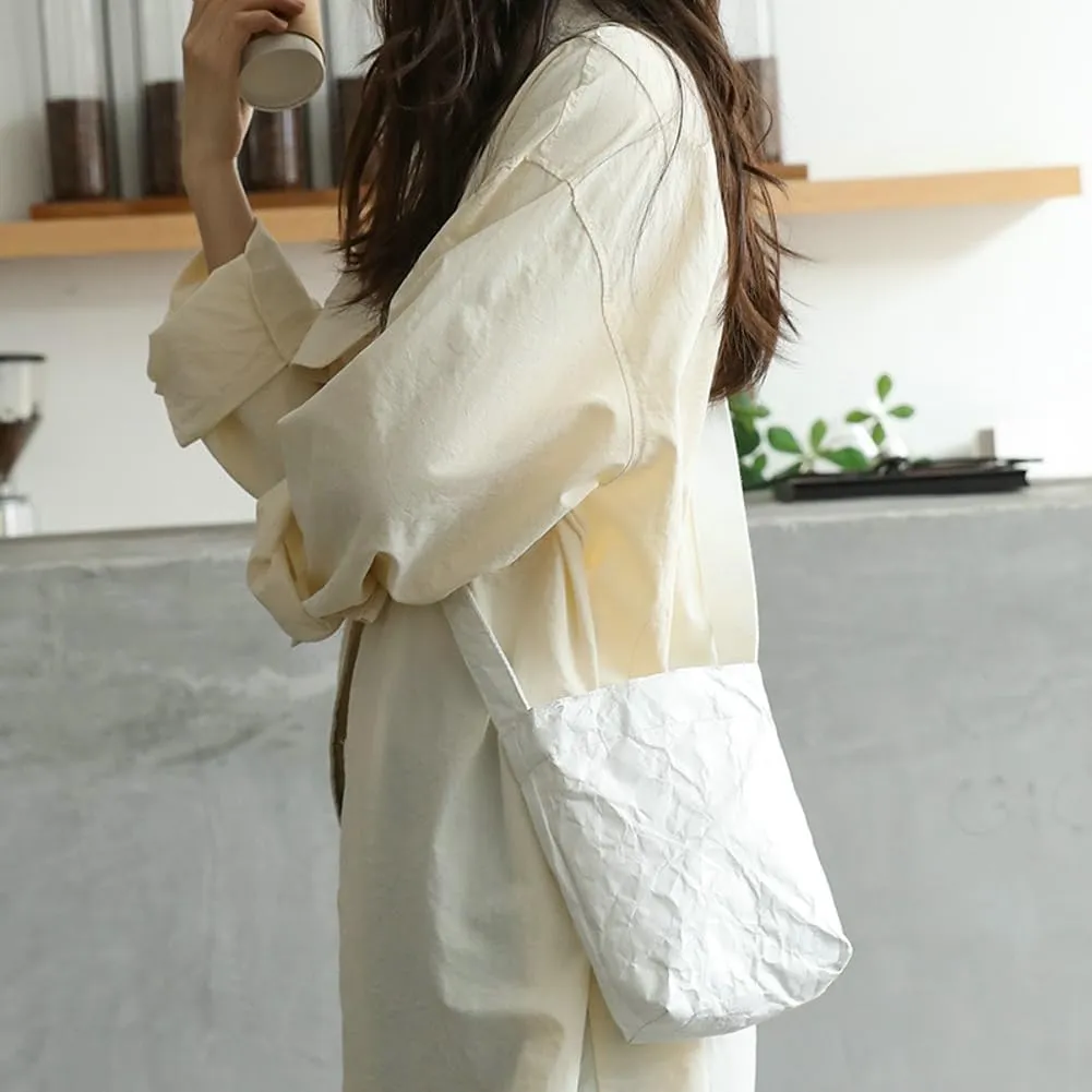 PVC Bucket Bag Women Slouchy Kraft Paper Hobo Bags Satchels Crescent Shoulder Bag Crossbody Purse Top-handle Tote Handbag