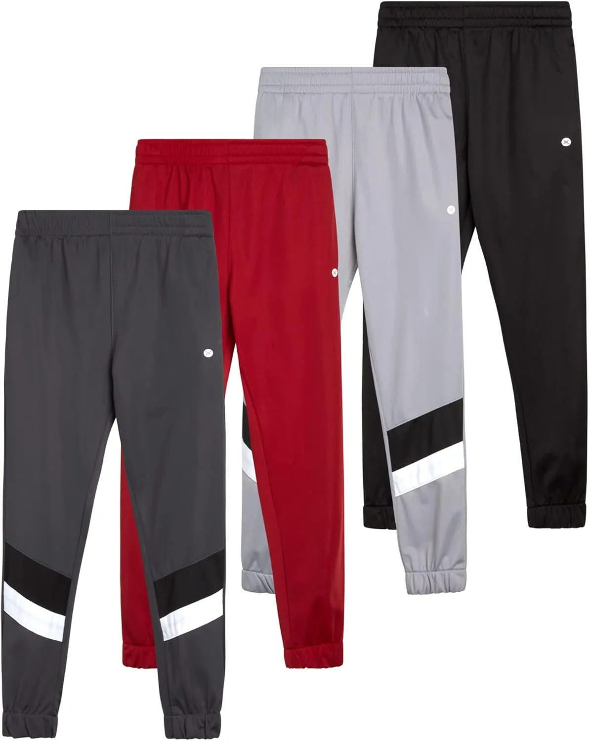 RBX Boys Sweatpants - 4 Pack Stretch Performance Tricot Activewear Boys Joggers Athletic Pants with Side Pockets (Size: 4-20)
