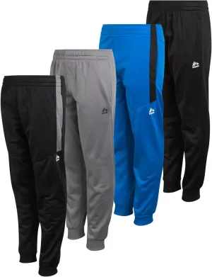 RBX Boys Sweatpants - 4 Pack Stretch Performance Tricot Activewear Boys Joggers Athletic Pants with Side Pockets (Size: 4-20)