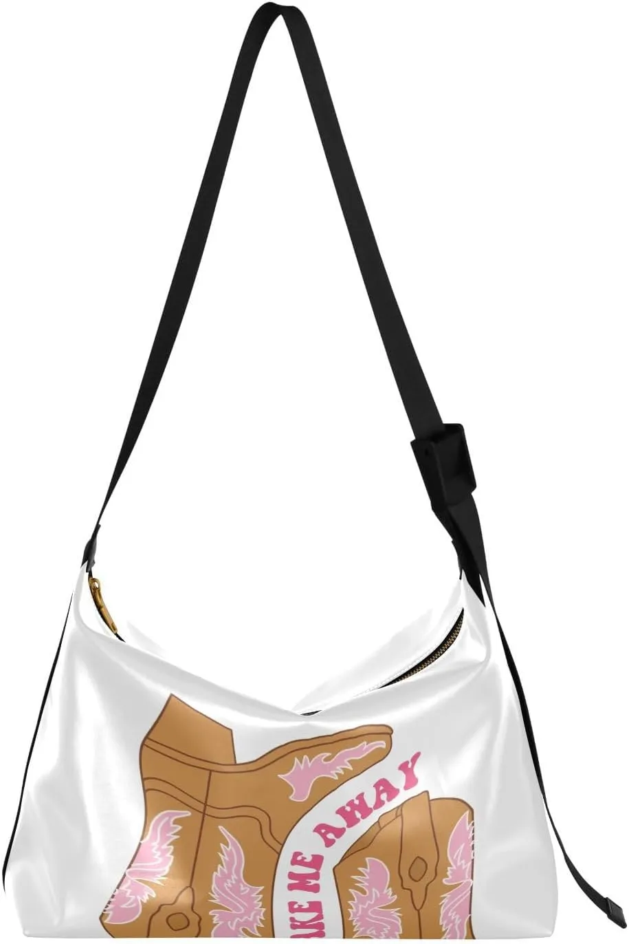 Retro Cowgirl Boots Hobo Crossbody Bags for Women Leather Large Shoulder Bag Cross Body Trendy Womens Tote Bags Handbag for Travel Shopping