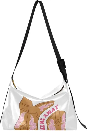 Retro Cowgirl Boots Hobo Crossbody Bags for Women Leather Large Shoulder Bag Cross Body Trendy Womens Tote Bags Handbag for Travel Shopping