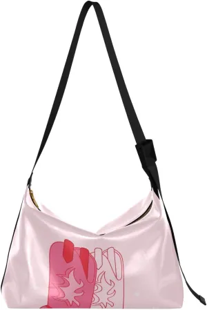 Retro Cowgirl Pink Pair Of Boots Hobo Crossbody Bags for Women Leather Large Shoulder Bag Cross Body Trendy Womens Tote Bags Handbag for Travel Shopping