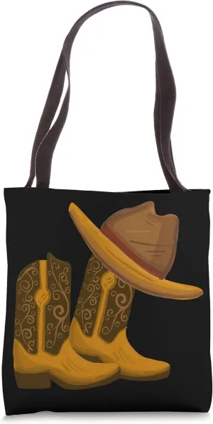 Rodeo Hat Boots Cowboy Wild West Horseman Ranch Saddle Lasso Tote Bag