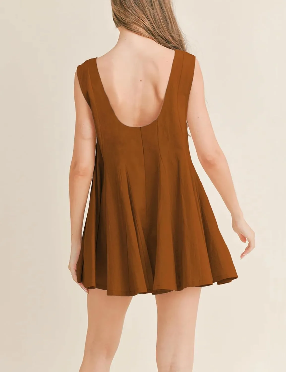 Rompers for Women Casual Sleeveless Jumpsuits Summer Loose Onesie Romper Dress with Pockets