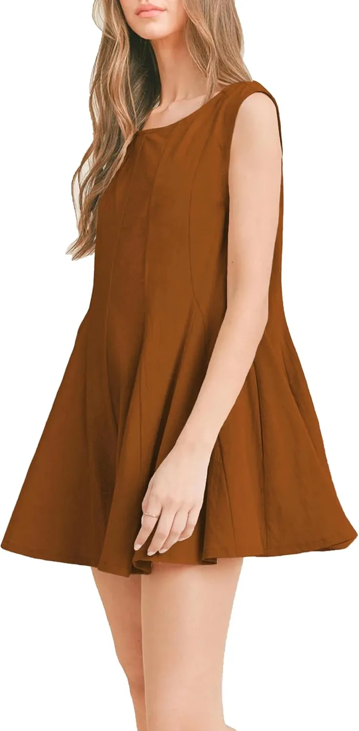 Rompers for Women Casual Sleeveless Jumpsuits Summer Loose Onesie Romper Dress with Pockets