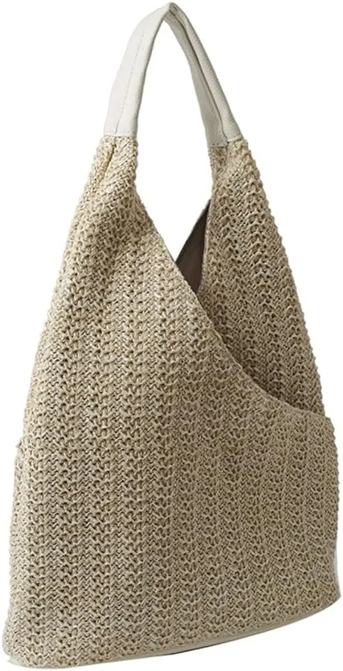 Rungion Straw Beach Shoulder Bags for Women Large Handmade Woven Bucket Totes Purse Summer Vacation Top Handle Handbags