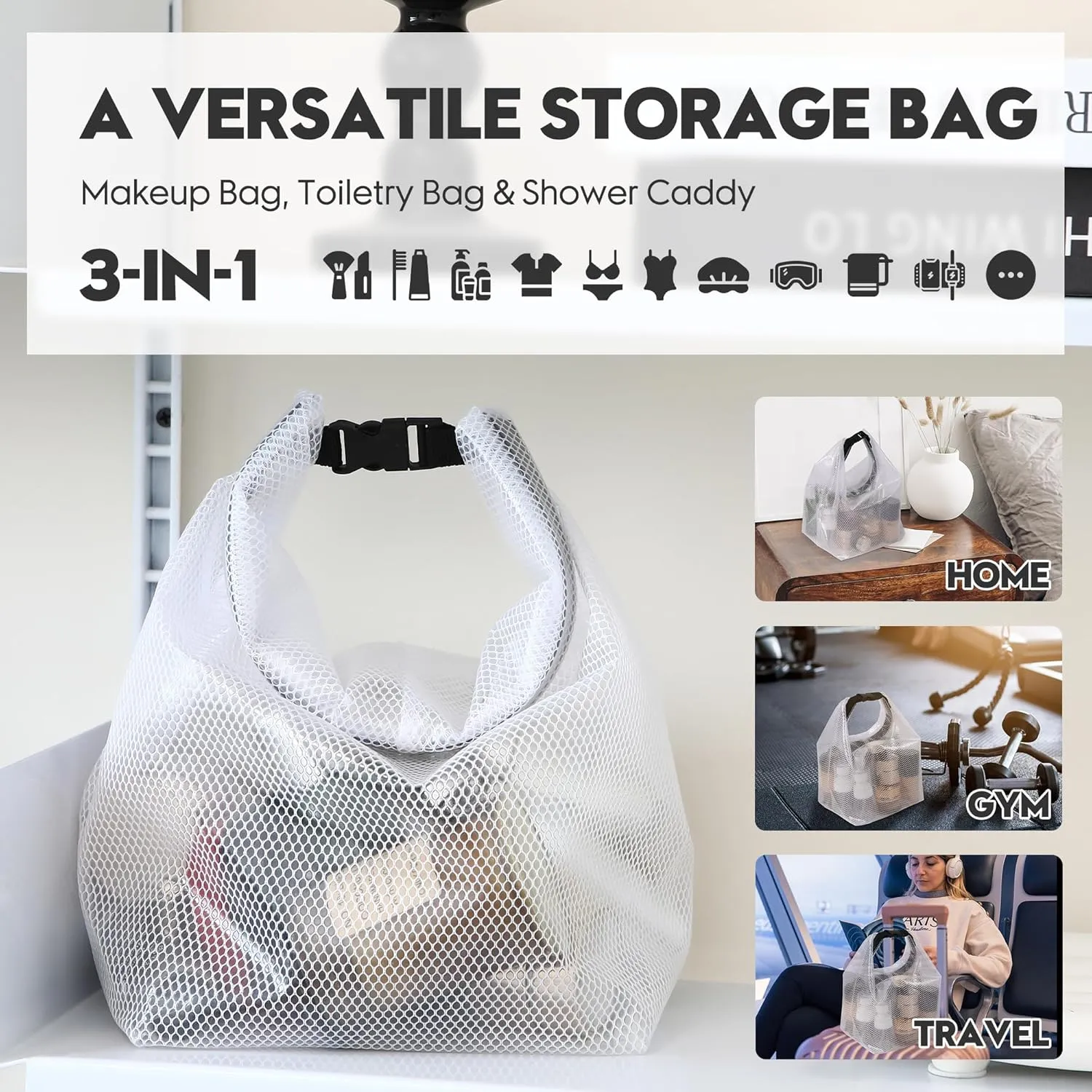 Sea Team 2-Pack Waterproof Travel Toiletry Bag, Makeup Organizer & Storage Pouch - Clear EVA Material, Large Opening, Portable Handle for Travel, Gym, Swimming, Daily Use
