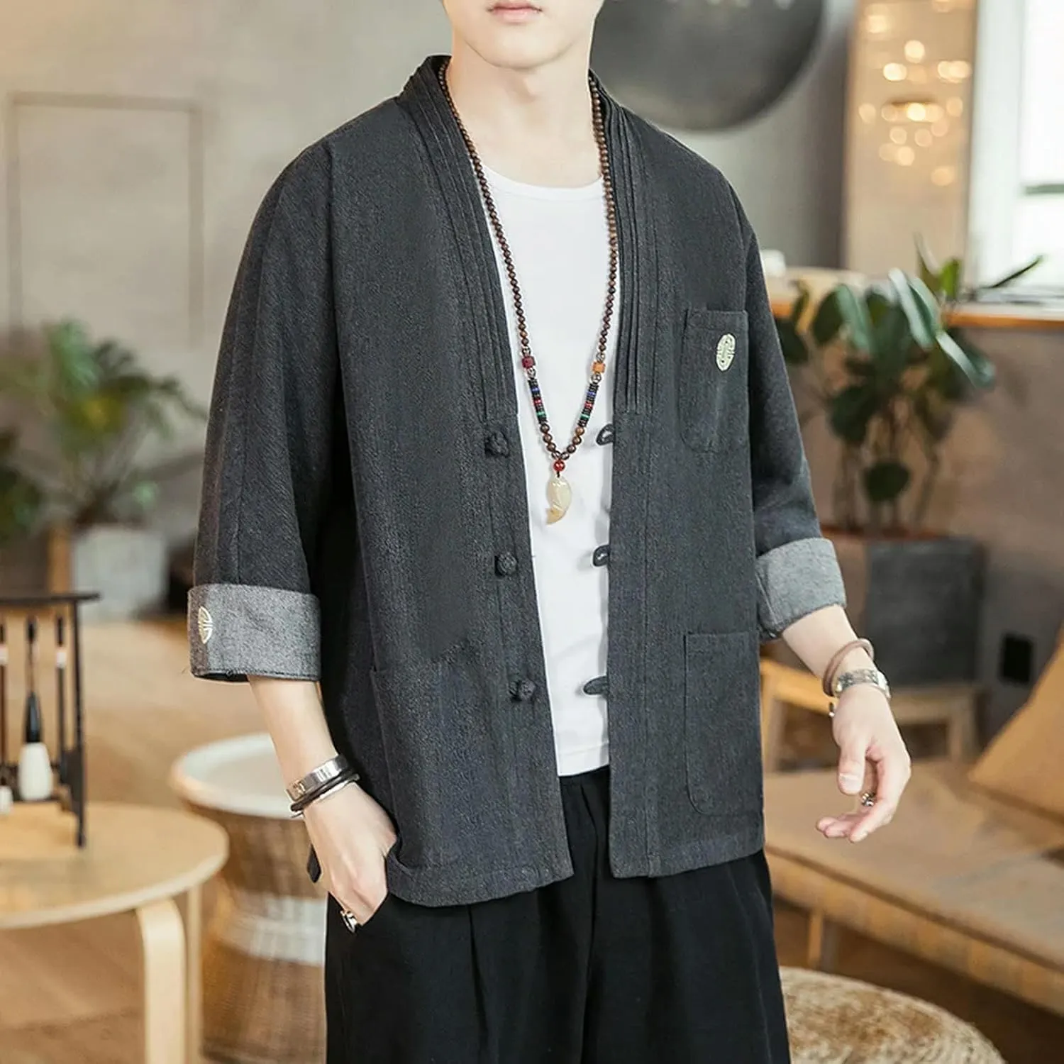 Shirt Kimono Haori Samurai Robes Gown Chinese Cardigan Jackets Retro Tops Fashion Denim Coats Casual Blouse