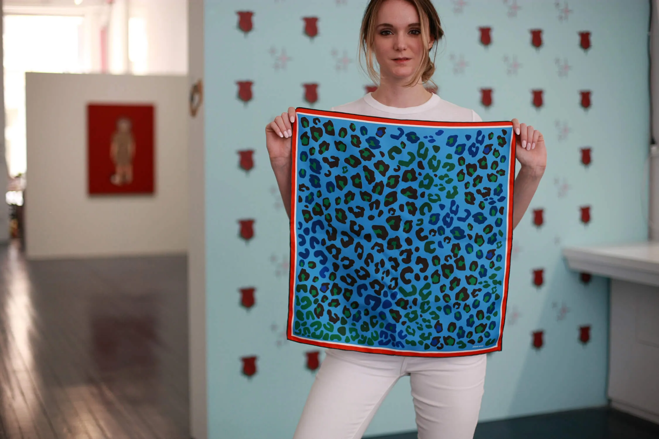 Silk Bandana with Footsteps of the Leopard