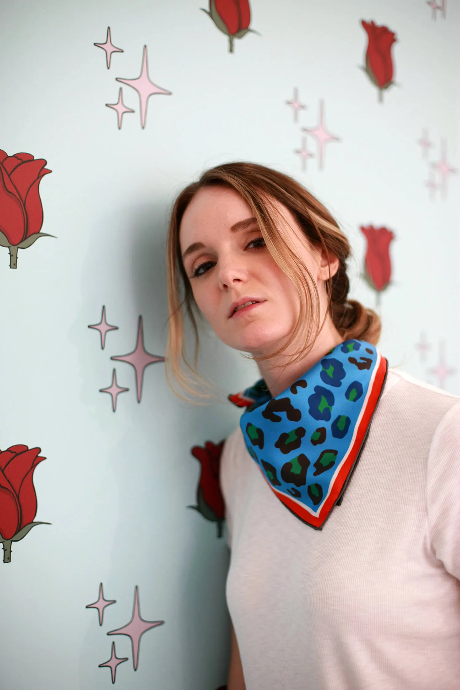Silk Bandana with Footsteps of the Leopard