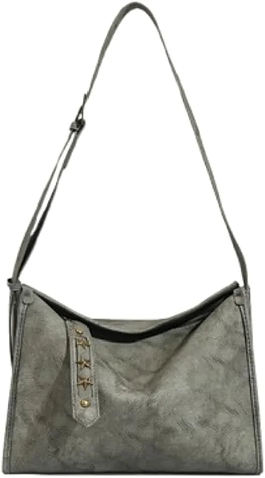 Slouchy PU Leather Hobo Bags Women Trendy Shoulder Bag Crescent Crossbody Phone Purse Cute Satchels Box Bag Tote Handbag