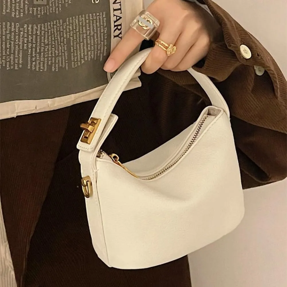 Slouchy PU Leather Hobo Bags Women Trendy Shoulder Bag Crescent Crossbody Purse Top-handle Satchels Bag Cute Tote Handbag