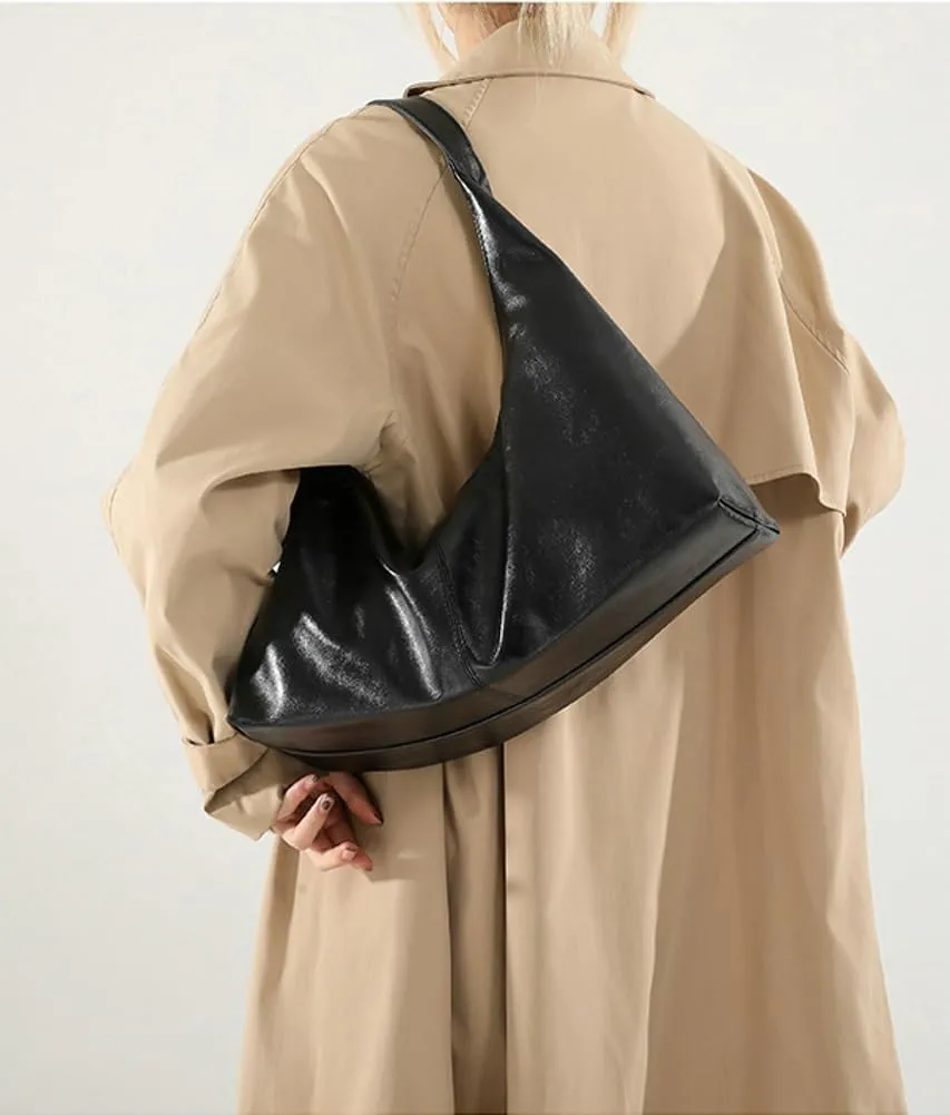 Slouchy PU Leather Hobo Bags Women Trendy Shoulder Bag Cute Crescent Crossbody Phone Purse Satchels Top-Handle Tote Handbag