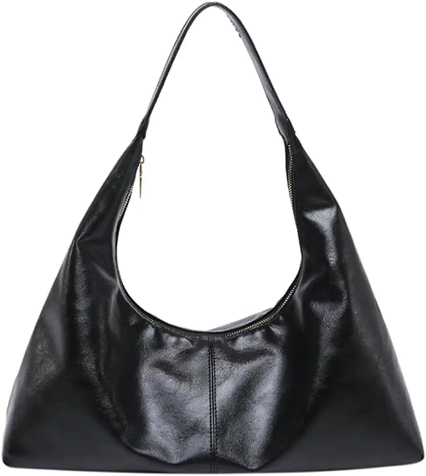 Slouchy PU Leather Hobo Bags Women Trendy Shoulder Bag Cute Crescent Crossbody Phone Purse Satchels Top-Handle Tote Handbag