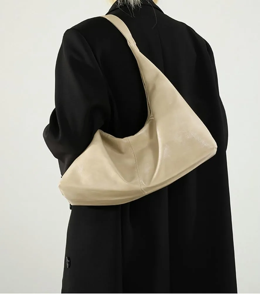 Slouchy PU Leather Hobo Bags Women Trendy Shoulder Bag Cute Crescent Crossbody Phone Purse Satchels Top-Handle Tote Handbag