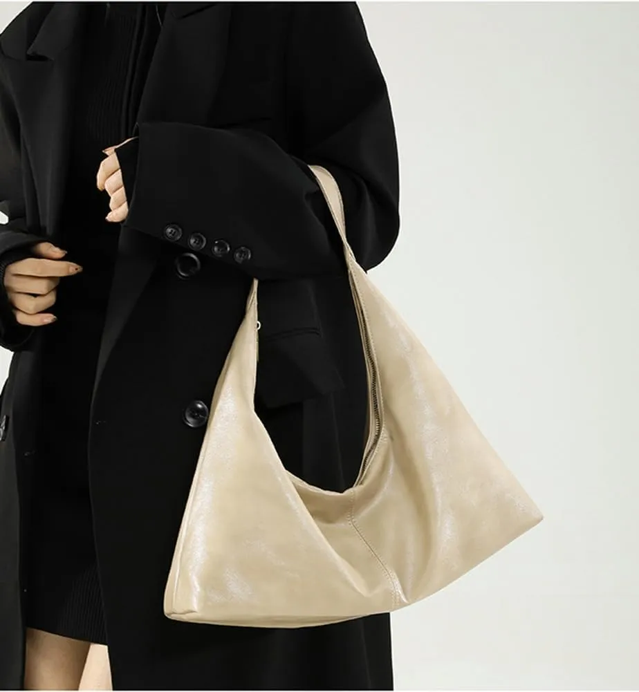 Slouchy PU Leather Hobo Bags Women Trendy Shoulder Bag Cute Crescent Crossbody Phone Purse Satchels Top-Handle Tote Handbag
