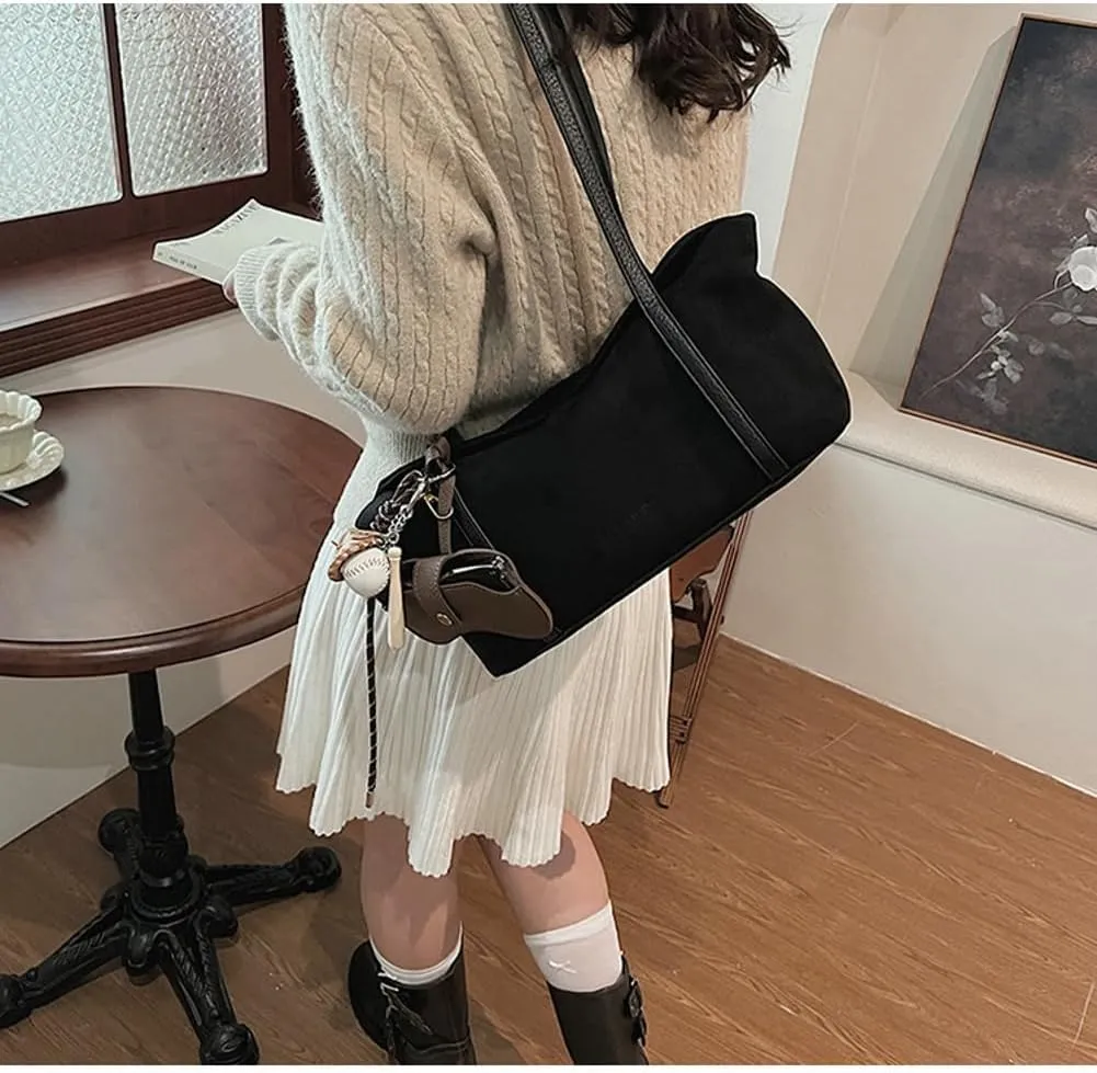 Slouchy Suede Bucket Hobo Bags Crescent Satchels Underarm Shoulder Bag Trendy Crossbody Purse Top-handle Tote Handbag 2024