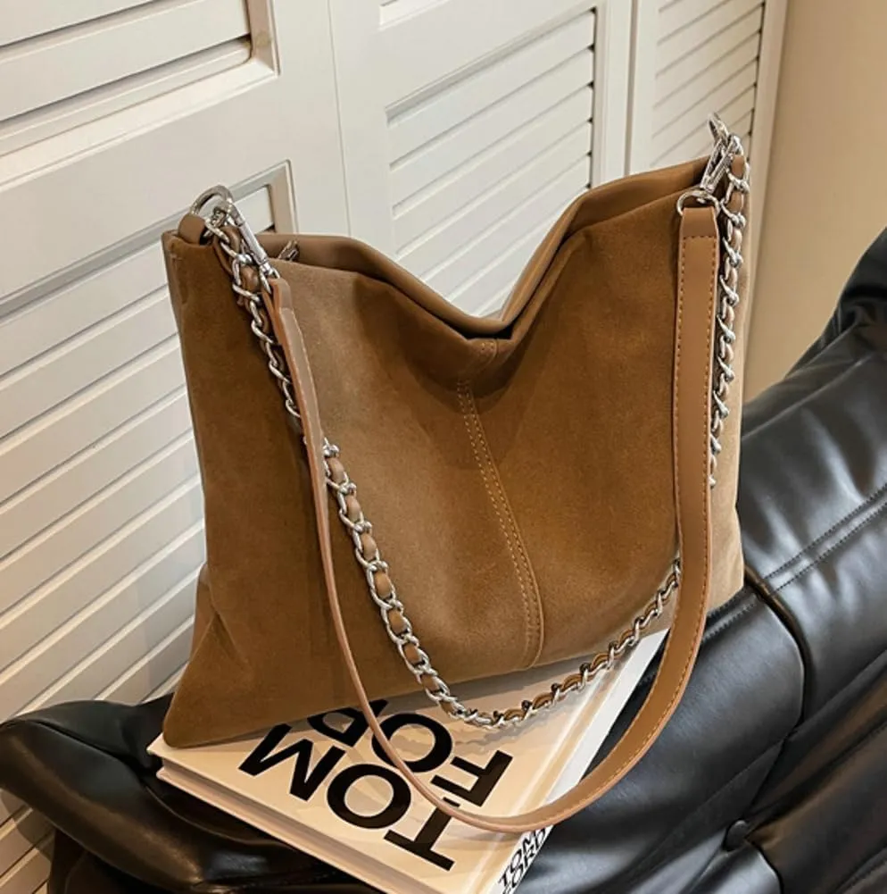 Slouchy Suede Hobo Bags Women Crescent Satchels Shoulder Bag Top-handle Crossbody Purse Trendy Travel College Tote Handbag