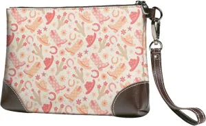 Small Clutch Purses for Women - Cowgirl Boots A Leather Wristlet Wallets for Women with Wrist Strap