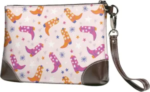 Small Clutch Purses for Women - Cowgirl Boots Leather Wristlet Wallets for Women with Wrist Strap