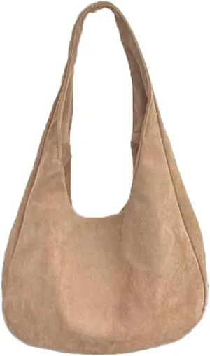 Soft Suede Shoulder Bag for Women Large Tote Purse Vintage Slouchy Top Handle Satchels Casual Working Handbag