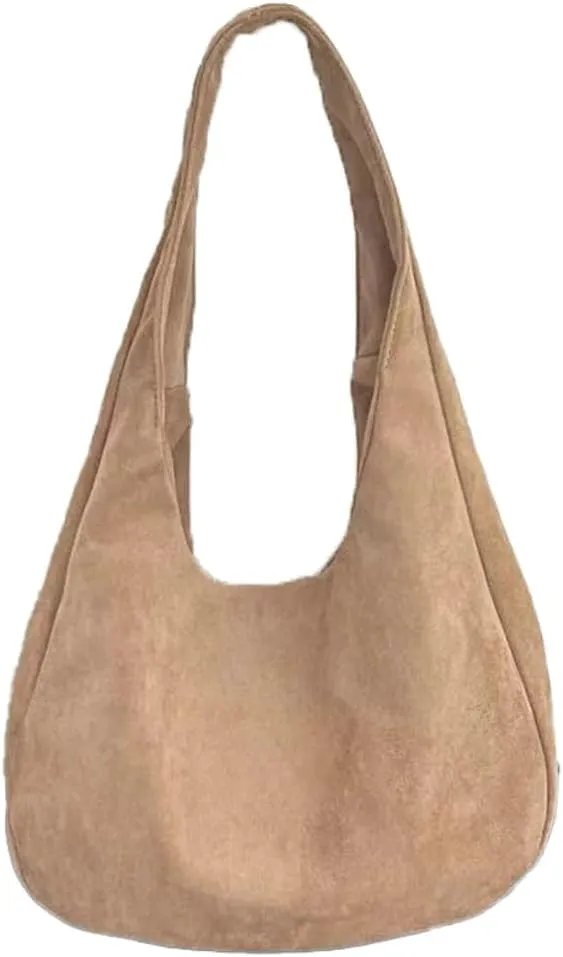 Soft Suede Shoulder Bag for Women Large Tote Purse Vintage Slouchy Top Handle Satchels Casual Working Handbag
